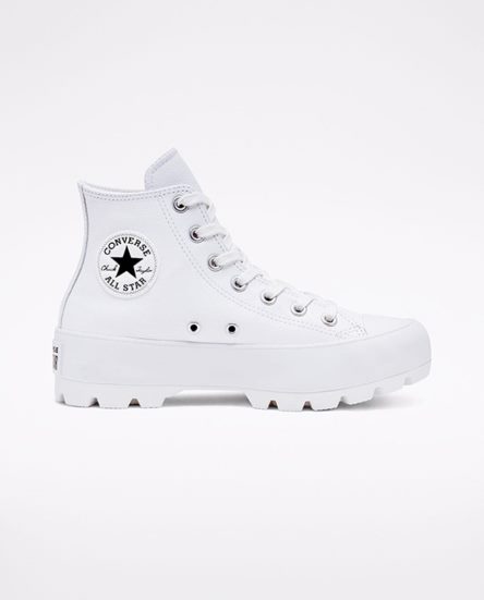 Tenisky Vysoke Converse Chuck Taylor All Star Lugged Kozene Damske Biele Čierne Biele | SK 5OKJL5